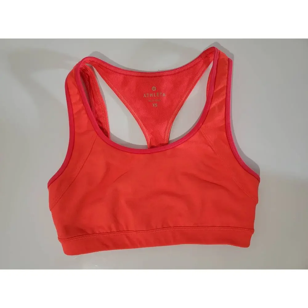 Athleta Triple Dare Sports Bra Red It Neon Women's Size XS Activewear Athletic